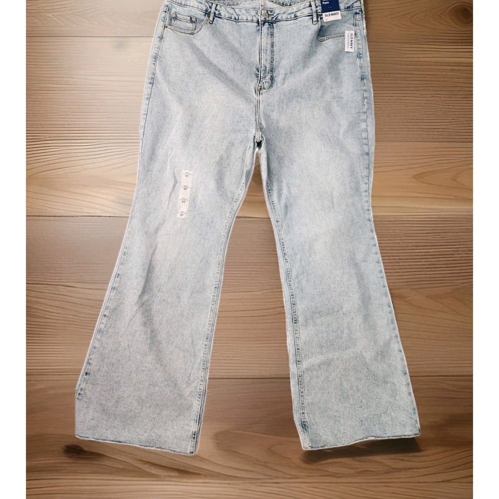 Old Navy Higher High-Rise‎ Flare Jeans Plus Sz 26 Blue Denim Light Acid Wash NWT